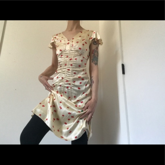 Moda International Vintage Silk Ivory/Floral Dress - Picture 8 of 16
